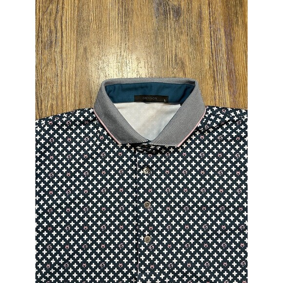 Greyson Performance All Over Print Wolf Logo Stretch Golf Polo Stretch Size L - Picture 1 of 10